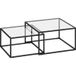 Pangivo Lot de 2 tables basses gigognes rondes en verre trempé et structure métal noir pour salon