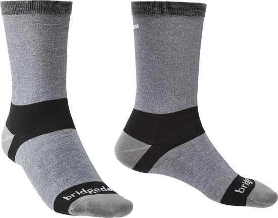 Bridgedale Heren Wandelsokken Liner Coolmax 2-pack Grijs Maat 44