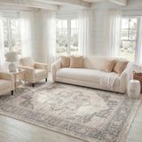 Safavieh Brentwood Collection BNT865B Medaillontapijt, 2,4 x 3,4 m, crème/grijs