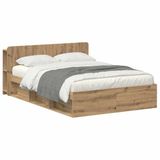 vidaXL Bedombouw met opslag Artisanaal eiken 150 x 200 cm Bewerkt hout
