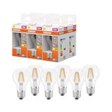 OSRAM LED-lamp Stervorm A40 filament, 2700 K warm wit, 3,4 W, E27, helder, 470 lm, 15.000 h, 6-Pack