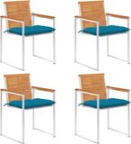 vidaXL Tuinstoelen 4 st met kussens massief acaciahout