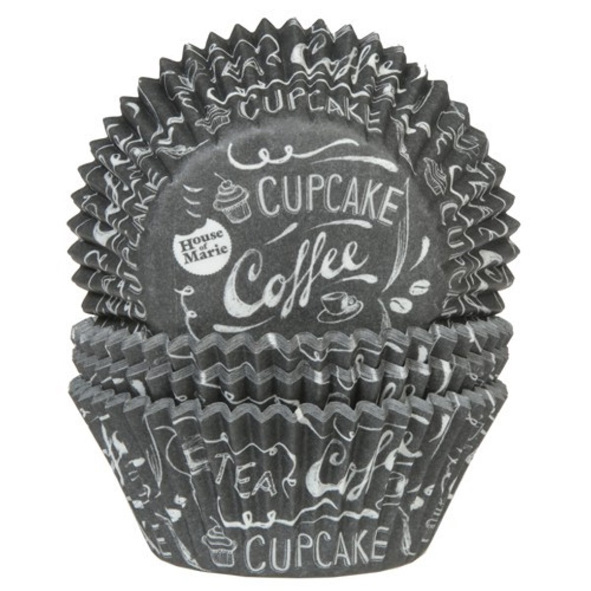 House of Marie Cupcake Cups Schoolbord Tea/Coffee 50x33mm. 50st