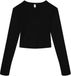 Bella+Canvas Women's Micro Rib Long Sleeve Baby Tee BL1501 - Solid Black Blend - XS