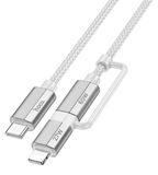 HOCO 2-in-1 USB-C laadkabel, compatibel met iPhone en USB-C, 1,2 meter, grijs