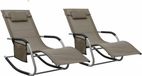 vidaXL Lit de jardin - 2 pièces - Textilène - Taupe et gris