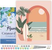 Figured'Art Schilderen op Nummer Volwassenen met lijst Boog naar de zee- Handwerk acrylverf Kit DIY Compleet - 40x50cm Canvas al ingelijst
