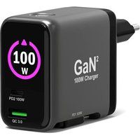 PORT DESIGNS PORT Connect - Netspanningsadapter - GaN II, with retractable usb-c cable - 100 Watt - 5 A - PD, QC 3.0 - 3 uitgangsaansluitingen (USB, 2x USB-C) - Europa