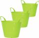 Prosperplast Set van 3x stuks kunststof flexibele emmers/wasmanden/kuipen groen in verschillende formaten 15-30-45 liter