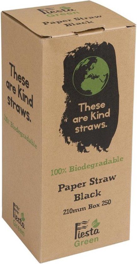 Fiesta Green Biologisch Afbreekbare Papieren Rietjes Zwart