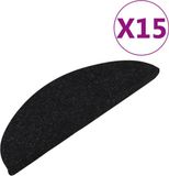 vidaXL - Zelfklevende Trapmatten - 15 stuks - Zwart - 65x22,5x3,5 cm