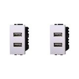 IXTRIMA Dubbele USB-opladermodule 5 V 2,1 A - 2 USB-A-poorten, kleur wit, compatibel met Bticino Living Light/International, 2 stuks
