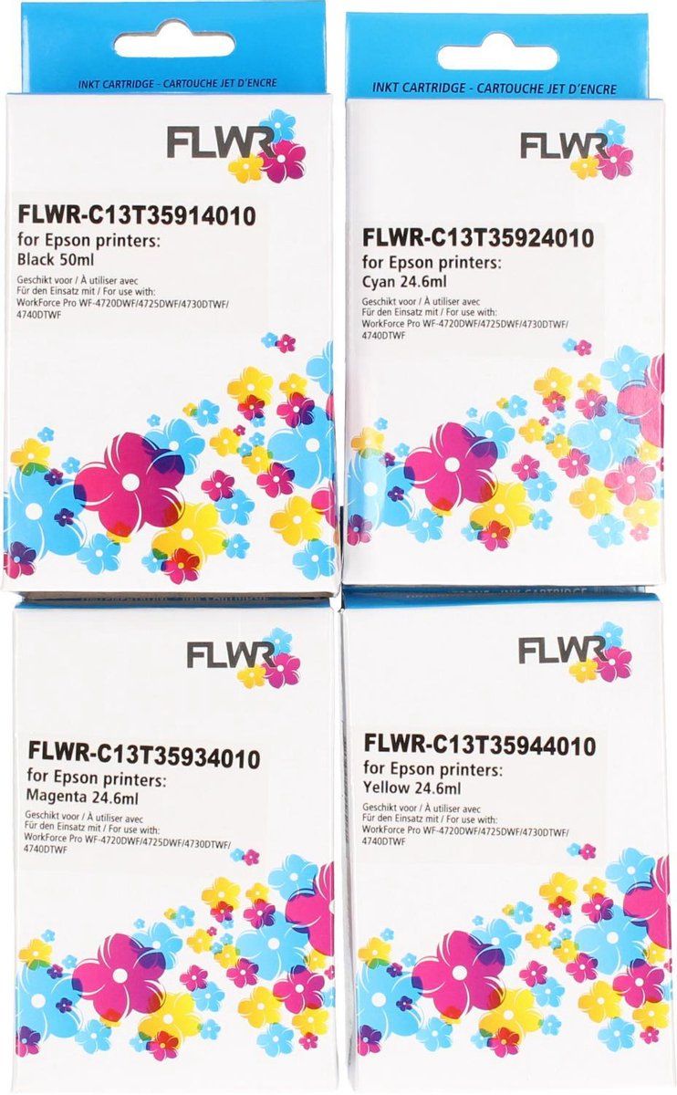 FLWR - Inktcartridge 35XL Zwart en kleur - Geschikt voor Epson