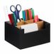 Relaxdays Bureau-organizer bamboe 5 compartimenten voor kantoorbenodigdheden en cosmetica pennenbakje h x d: 9,5 x 18 x 15 cm zwart