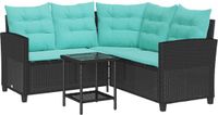 vidaXL Banc de jardin 2 pièces 5 places noir et turquoise
