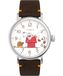 Timex Peanuts herenhorloge 40 mm – bruine leren band met witte wijzerplaat en zilverkleurige kast TW2W44300