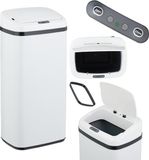 Relaxdays poubelle à capteur, 40 litres, couvercle électrique, support de sac poubelle, poubelle de cuisine, automatique, blanc