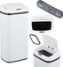 Relaxdays poubelle à capteur, 40 litres, couvercle électrique, support de sac poubelle, poubelle de cuisine, automatique, blanc