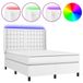 vidaXL Boxspringbed met matras en LED-verlichting, wit, 100x200 cm, kunstleer