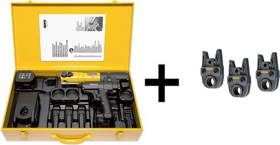 REMS 578025 14 4V Li-Ion accu Mini-Press AC Radiaalpers set 1x 1 6Ah accu in koffer + 3 bekken V15-22-28