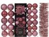Decoris Kaemingk B.V. Kerstversiering set - oudroze - kerstballen, ornamenten en folie slinger - kunststof