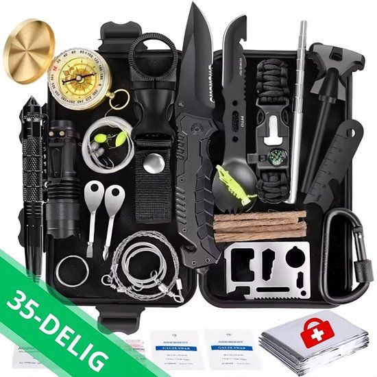 Twenty4seven® Survival Kit 35 Delig - Noodpakket - Survival Mes - Overlevingspakket Outdoor - EHBO Kit