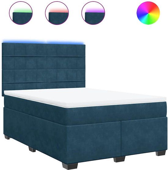 vidaXL Boxspring met matras fluweel blauw 160x200 cm