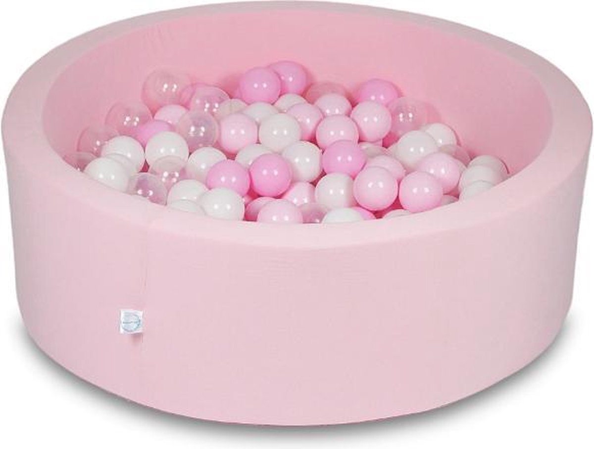 Viking Choice Ballenbad rond - roze - 90x30 cm - met 200 wit, roze en transparante ballen