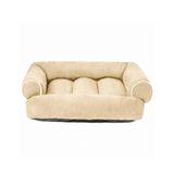 Wintem - 4XL beige hondenbank zacht met verhoogde randen, anti-stress binnenbed voor honden en katten, hoofd- en neksteun, dagelijks gebruik, elegant en wasbaar design