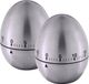 Excellent Houseware 2x stuks kookwekkers/eierwekkers in ei vorm - zilver - RVS - 8 cm