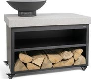 LIVOO Brasero/gril sur chariot de service LIVOO DOC329, diamètre 41 cm, surface de cuisson, 4 roues, espace de rangement