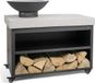 LIVOO Brasero/gril sur chariot de service LIVOO DOC329, diamètre 41 cm, surface de cuisson, 4 roues, espace de rangement