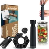 Airtender Food & Wine Saver | GIFT PACK | Vacuümpomp | Dekselperforator | 6x Vacuümstopper + Bewaarclip | Vacumeer flessen & potten | Bewaar tot 5x langer | Voorkom verspilling | Voedsel bewaren zonder microplastics | Made in Holland