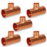 Supply Giant CCRT0344-5 Pack van 5 reducerende T-stuk koperen fittingen met zweetuiteinden, 3/4 X 3/4 X 1/2