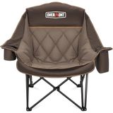 OVERMONT Extra grote opvouwbare campingstoel, campingbank, tot 204 kg belastbaar, gevoerd met bekerhouder, koeltas, hoge rugleuning, kaki