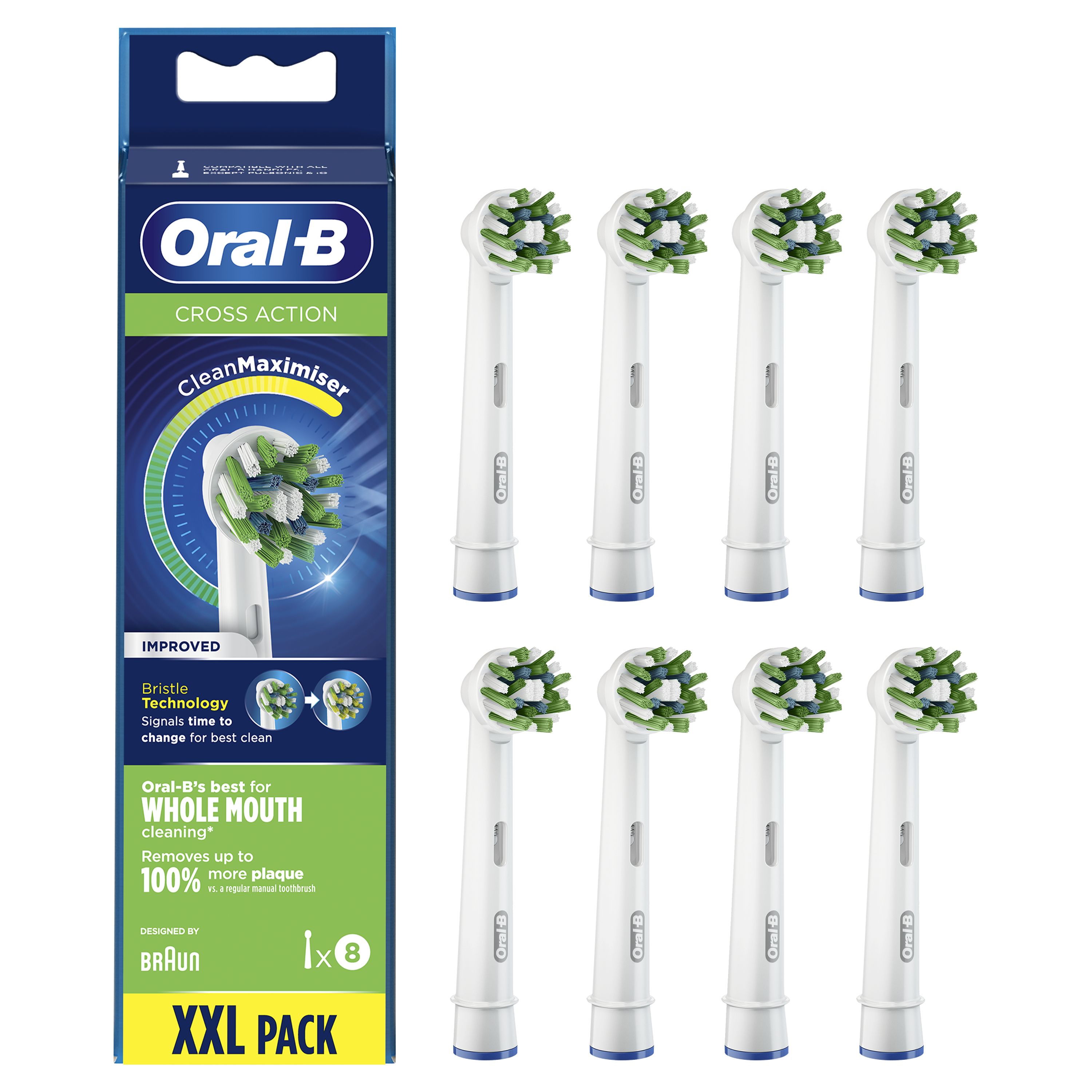 Oral-B CrossAction Opzetborstels - 8 Stuks - CleanMaximiser Technologie