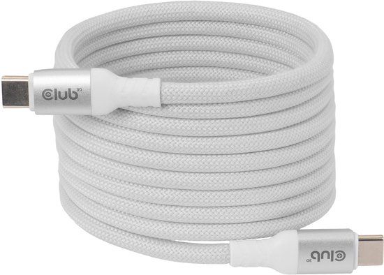 Club 3D USB-C Magnetic-Coil 240W PD3.1 witte kabel 2m