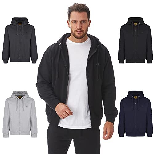 Iron Mountain Iron Mountain Mens teruggewonnen garen Eco vriendelijke anti pil zachte fleece flexibele comfortabele werkkleding rits capuchon hoodie top sweatshirt, zwart, klein