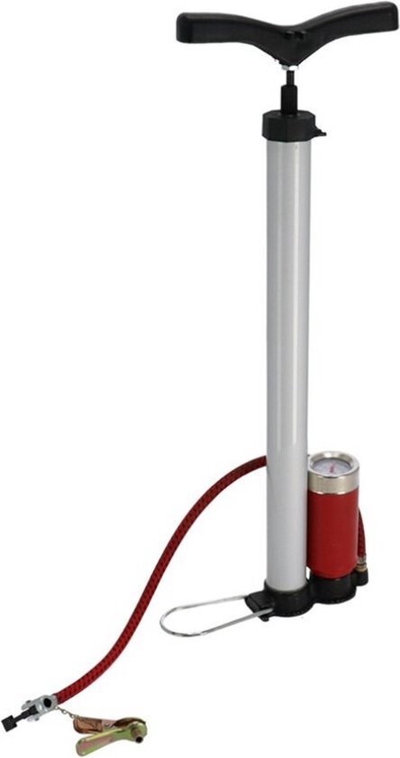 Gerimport Luxe fietspomp inclusief manometer - luchtpomp met drukmeter - Zilver