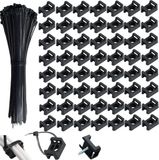Unyqoos® Set complet de 100 supports de serre-câbles avec serre-câbles autobloquants - Noir