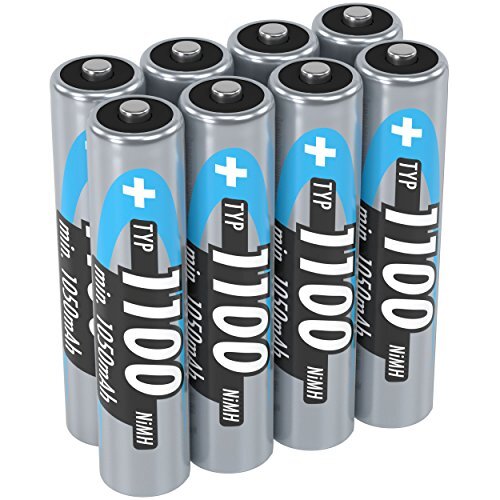 Ansmann Accu AAA 1.100 mAh (min. 1.050 mAh) NiMH 1,2 V (8 stuks) - oplaadbare potloodbatterijen AAA, hoge capaciteit voor een hoog stroomverbruik