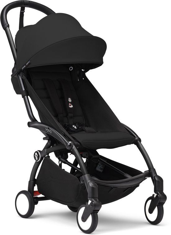 Stokke YOYO3 Kinderwagen - Zwart Frame, Zitkussen + Luifel - Compact & Handbagage