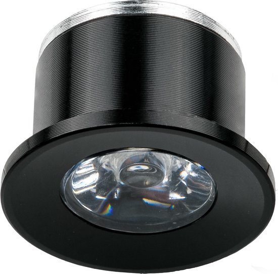 Velvalux LED Veranda Spot Verlichting - 1W - Warm Wit 3000K - Inbouw - Rond - Mat Zwart - Aluminium - Ø31mm