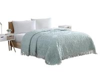 Beatrice Home Fashions Channel Chenille Sprei, queensize, blauw