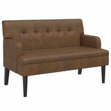 vidaXL Bankje met rugleuning 112x65,5x75 cm kunstsuèdeleer bruin