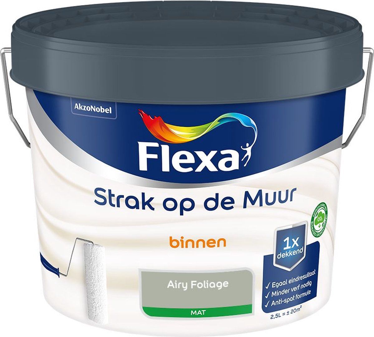 FLEXA Strak op de Muur - Binnen muurverf - Mat - Airy Foliage - 2,5 liter