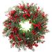 Coonoor Kunstkranz Künstlicher Weihnachtskranz, roter Beerenkranz, Winterkranz, zur Dekoration von Veranden, Wänden und Fenstern