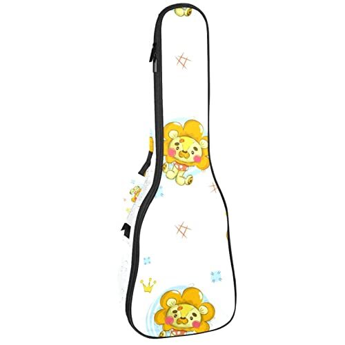 Mersov Concert Ukelele Rugzak, Heavy Duty Ukelele Case Bag met Opslag, Sopraan Concert Tenor Ukelele 10MM Gewatteerde Tas Leuke Baby Pluche Leeuw Met Patroon