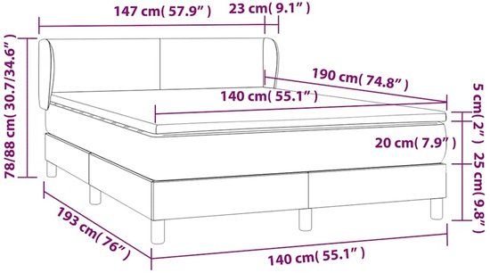 vidaXL Boxspring met matras fluweel zwart 140x190 cm