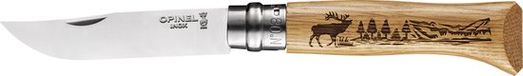 Opinel - Zakmes - No. 08 - Deer Engraved - RVS - Eikenhout